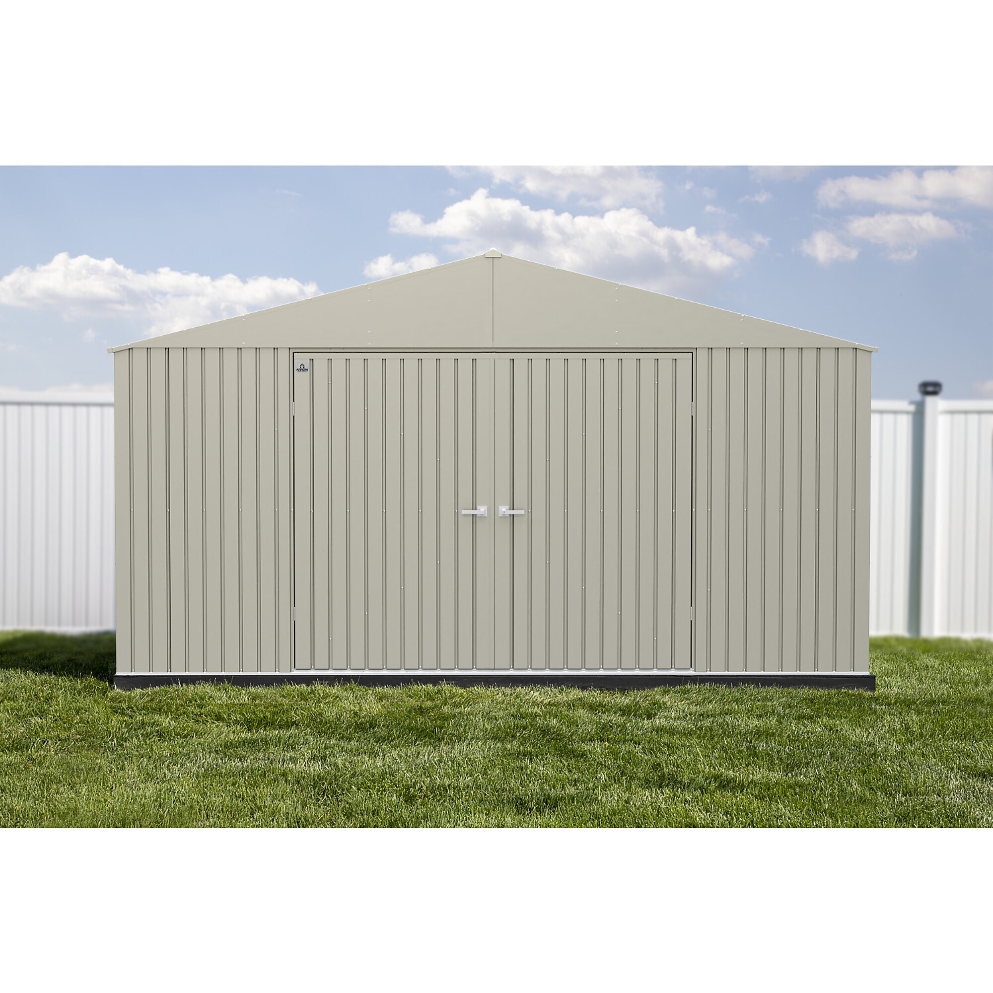 Arrow Storage Products, Elite Steel Storage Shed, 14x16, Cool Grey, Length 16.1 ft, Width 14.2 ft, Model# EG1416CG